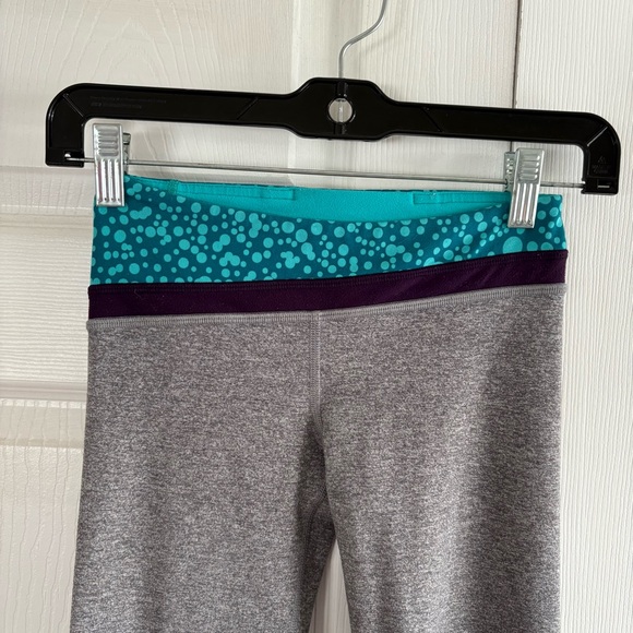 Ivivva By Lululemon Girl's Dedication Pant Gray 8 Teal Waistband Athletic Flare - Picture 3 of 9